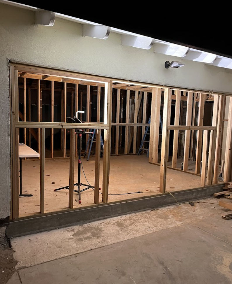 Home addition framing on new concrete foundation Pismo Beach California
