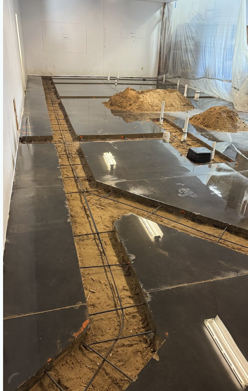 Interior concrete foundation slab layout Santa Maria California